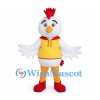 Chicken Mascot Costume with Yellow Vest and Red Comb