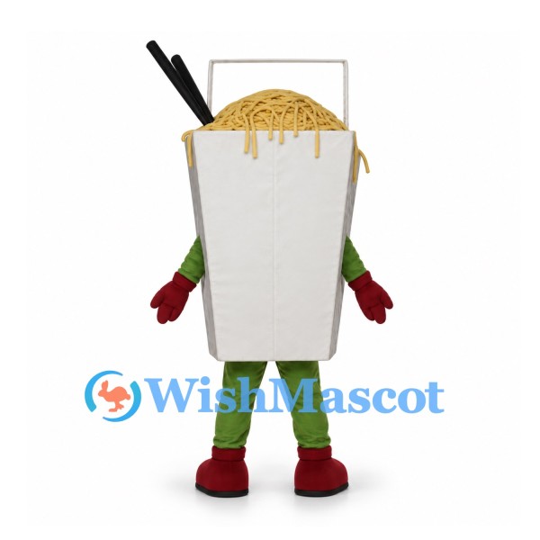 Noodle Box Mascot Costume in White with Chopsticks