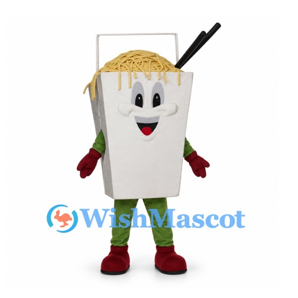 Noodle Box Mascot Costume in White with Chopsticks