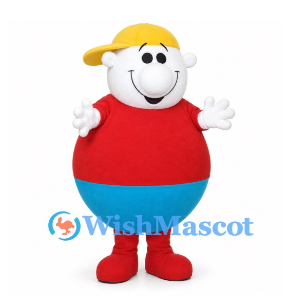 Boy Mascot Costume with Round Body and Yellow Baseball Cap