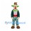 Clown Mascot Costume with Green Hair and Patterned Pants
