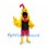 Rooster Mascot Costume in Yellow with Black Shirt and Red Shorts