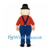 Man Mascot Costume with White Beard and Blue Overalls