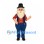 Man Mascot Costume with White Beard and Blue Overalls