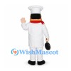 Chef Mascot Costume with White Uniform and Black Mustache