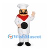 Chef Mascot Costume with White Uniform and Black Mustache