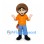 Man Mascot Costume with Brown Hair and Orange Shirt