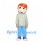Boy Mascot Costume with Orange Hair and Striped Shirt