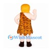 Caveman Mascot Costume with Orange Tiger Stripe Tunic
