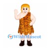 Caveman Mascot Costume with Orange Tiger Stripe Tunic