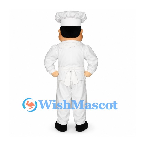 Chef Mascot Costume with White Apron and Tall Hat