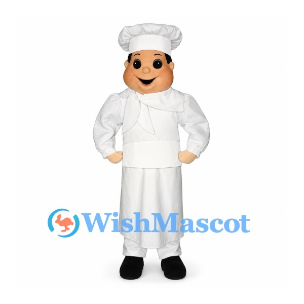 Chef Mascot Costume with White Apron and Tall Hat