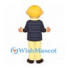 Boy Mascot Costume with Blond Hair and Multicolored Striped Shirt