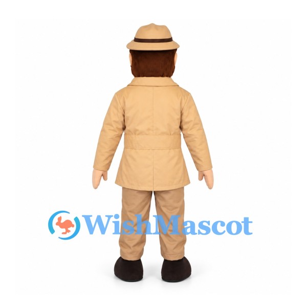Explorer Mascot Costume with Tan Safari Suit and Hat