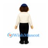 Man Mascot Costume with Blue Cap and Gray Bow Tie