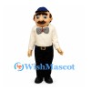 Man Mascot Costume with Blue Cap and Gray Bow Tie