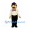 Man Mascot Costume with Blue Cap and Gray Bow Tie