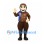 Pilot Mascot Costume with Brown Aviator Jacket and Blue Scarf