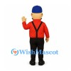 Man Mascot Costume with Red Shirt and Black Suspenders