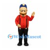 Man Mascot Costume with Red Shirt and Black Suspenders