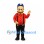 Man Mascot Costume with Red Shirt and Black Suspenders