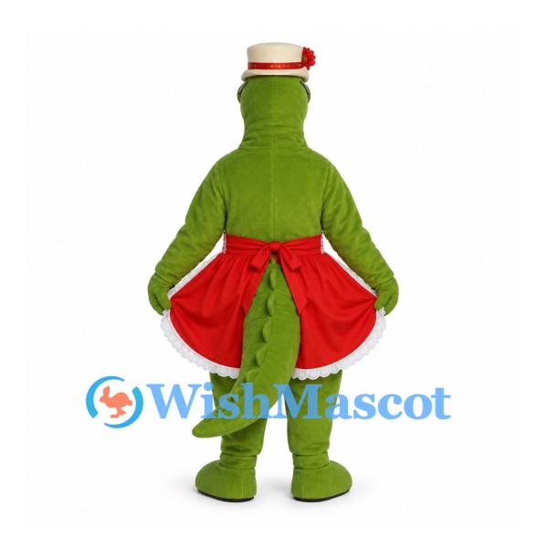 Crocodile Mascot Costume with Red Skirt and White Hat