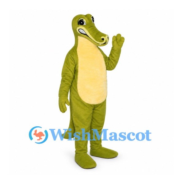 Crocodile Mascot Costume in Olive Green with Cream Belly