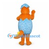 Dinosaur Mascot Costume in Orange with Blue Patterned Egg Shell