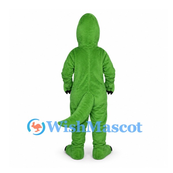Dinosaur Mascot Costume in Green with Yellow Belly and Black Claws