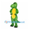 Dinosaur Mascot Costume in Green with Yellow Belly and Black Claws