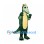 Dragon Mascot Costume in Dark Green with Pale Face and Yellow Belly