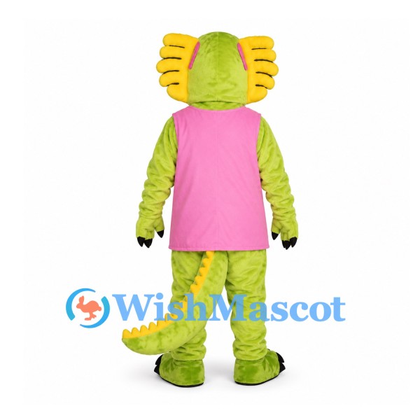 Lizard Mascot Costume with Pink Shirt and Yellow Sunglasses