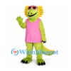 Lizard Mascot Costume with Pink Shirt and Yellow Sunglasses