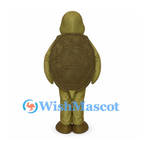 Turtle Mascot Costume in Olive Green with Large Rounded Shell