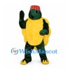 Turtle Mascot Costume with Yellow Shell and Patterned Red Cap