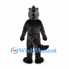 Dinosaur Mascot Costume in Black with Gray Belly and Pointed Teeth
