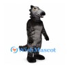 Dinosaur Mascot Costume in Black with Gray Belly and Pointed Teeth