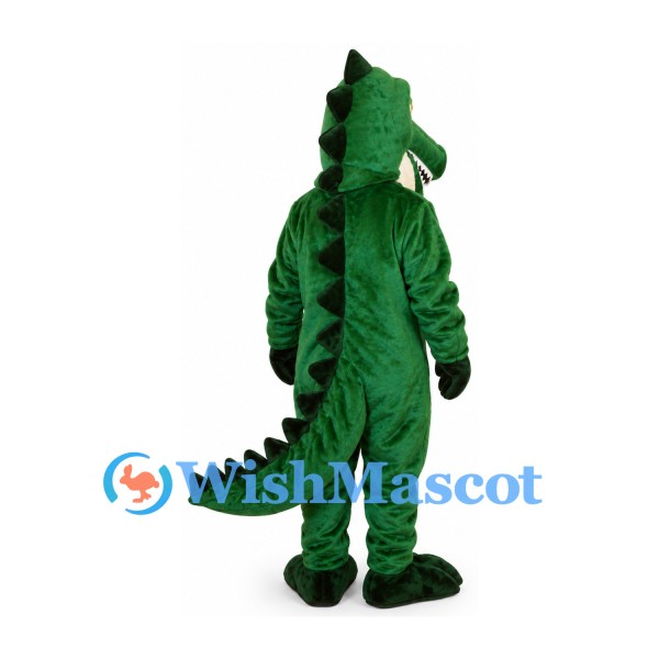 Crocodile Mascot Costume in Green with Cream Belly and Back Spikes