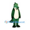 Crocodile Mascot Costume in Green with Cream Belly and Back Spikes