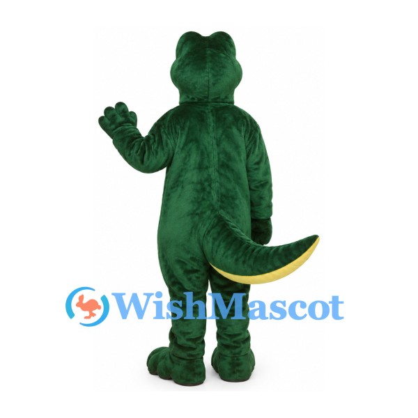 Crocodile Mascot Costume in Dark Green with Yellow Belly