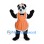 Panda Mascot Costume with Orange Apron Dress and Flower