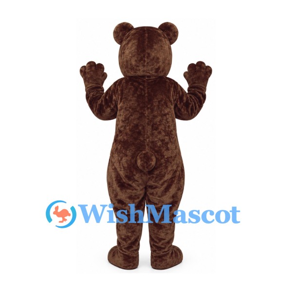 Bear Mascot Costume in Dark Brown with Tan Belly and Paw Pads