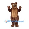 Bear Mascot Costume in Dark Brown with Tan Belly and Paw Pads