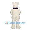 Bear Mascot Costume in White with Tartan Scarf