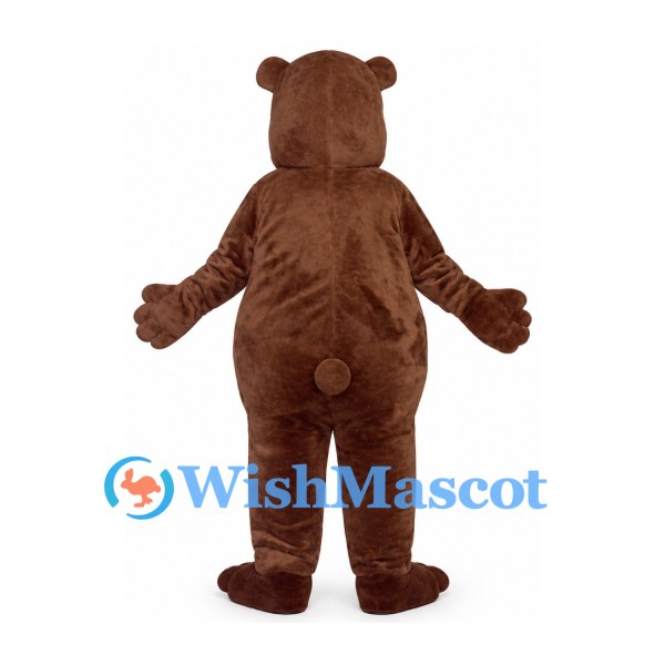 Bear Mascot Costume in Brown with Cream Muzzle and Red Nose