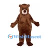 Bear Mascot Costume in Brown with Cream Muzzle and Red Nose