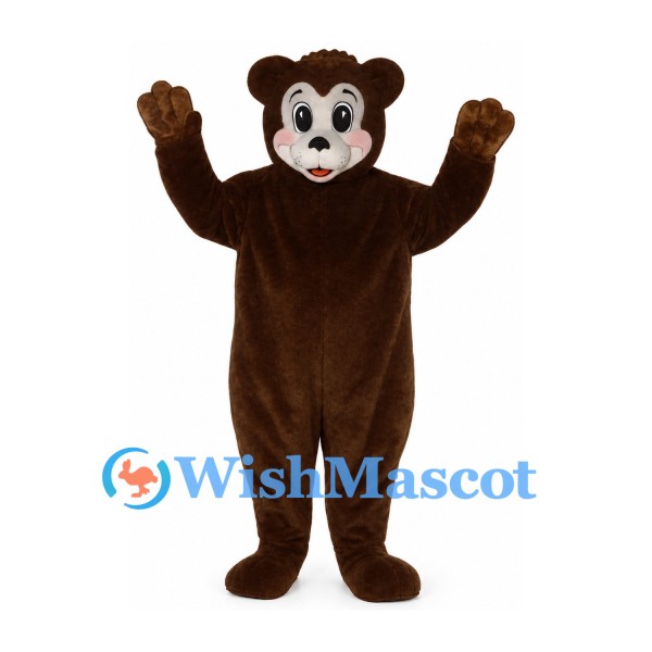 Bear Mascot Costume in Dark Brown with White Face