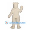 Bear Mascot Costume in Cream with Smiling Open Mouth