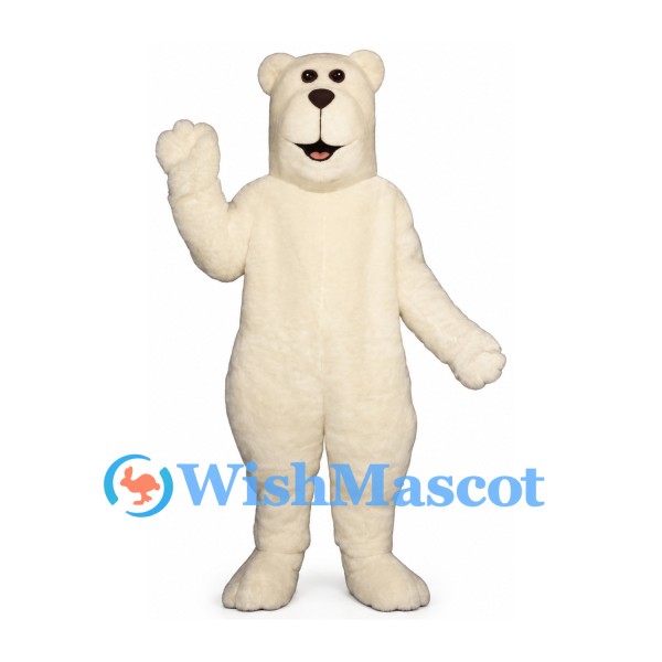 Bear Mascot Costume in Cream with Smiling Open Mouth
