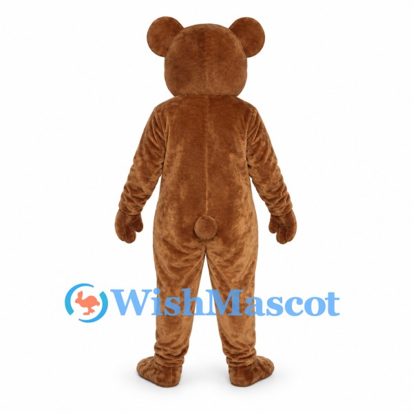 Bear Mascot Costume in Brown with Round Ears and Black Nose